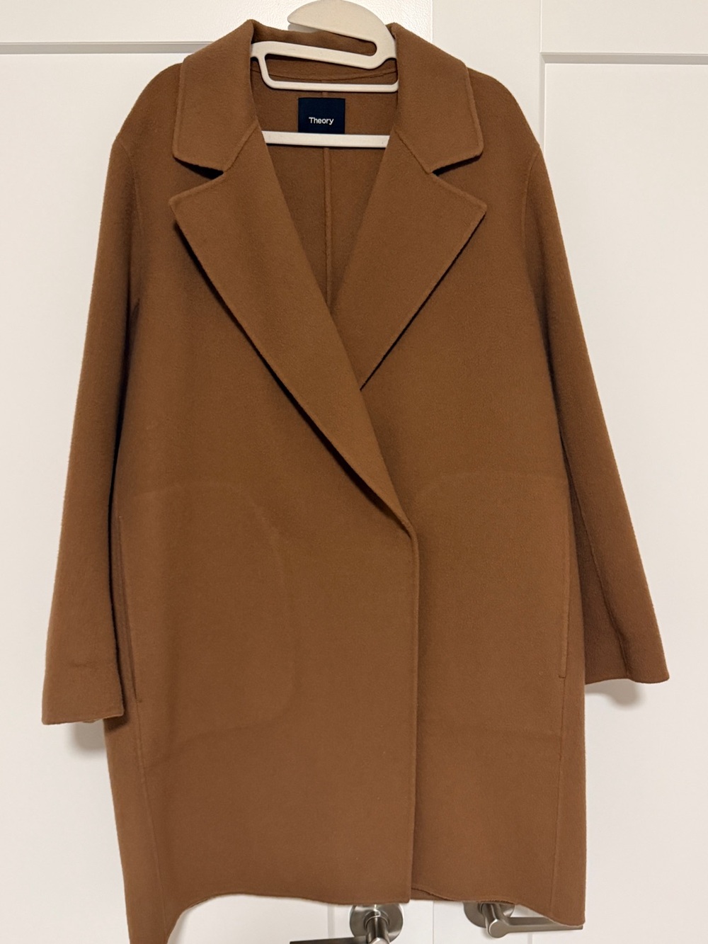 Theory Women's camel colour wool and cashmere blend coat